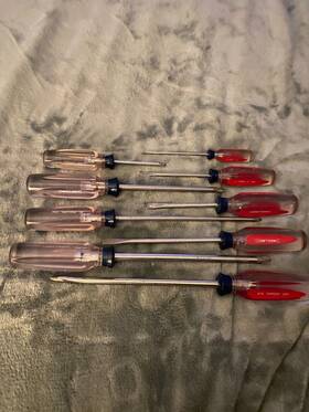 47446 Craftsman Vintage Professional 9 Piece Screwdriver Set Rare Clear Handle