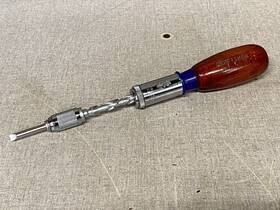 6906 Craftsman Vintage Wood Handle Spiral Push Ratchet Screwdriver West Germany Nice