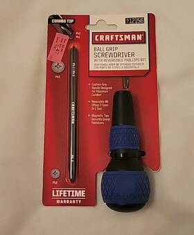 12156 Craftsman 840921115038 New Ball Grip Screwdriver Reversible Phillips Bit P1 P2 P3 Blue