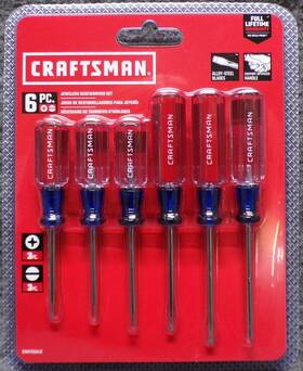 Cmht65043 Craftsman 885911577472 6pc Jewelers Screwdriver Set 3pc Flathead Phillips