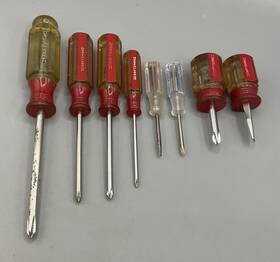 9-41053 Craftsman 8 Vtg Usa Flat /phillips/reed Prince Screwdrivers 41053 Red Clear Lot