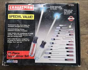 9-41635 Craftsman 25pc Piece Usa Made Screwdriver Set Phillips Straight And Torx Without Rg Box