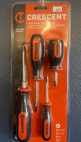 Atg8181 Crescent 037103365972 Tri-lobe Handle-4 Piece Phillips Screwdriver Set-