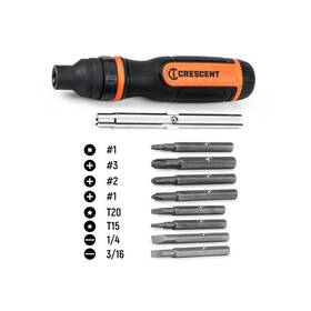 Crescent 313057652673 11-in-1 Ratcheting Multi-bit Screwdriver Driver In Bit Multi