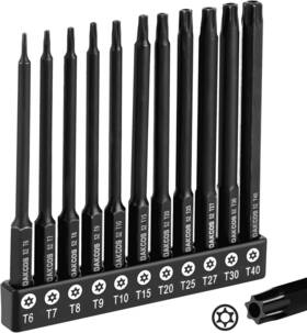 Dakcos 705354012203 11-piece Tamper Proof Torx Bit Set Premium S2 Alloy Steel Security Star Bits 4