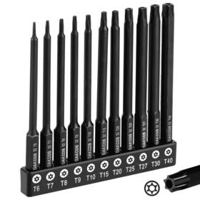 Dakcos 774696555129 11-piece Tamper Proof Torx Bit Set Premium S2 Alloy Steel Security Star Bits 4