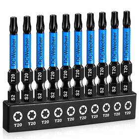 Dcwecher 313094842891 Professional T20 Torx Bit Set 10-pack 2-inch S2 Steel Magnetic Hex Shank