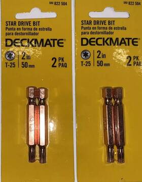 822-504 Deckmate Lot Of Two 2-packs T-25 Star Drive 2 Inch 50mm Driver Bits 4