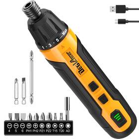 Deglasers 798439688080 Rechargeable 3.6v Cordless Screwdriver With 9pcs Bit 1pc Holder Usb Cha