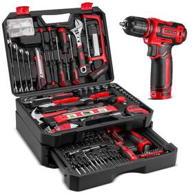 Dkmt238-rd Dekopro Drill Tool Set Kit With 12v Power Cordless Hand Repair Tools Box W