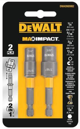 Dewalt 885911600705 Magnetic Max Impact Double Ended Carbon Steel Nut Driver 2-pack Which Include