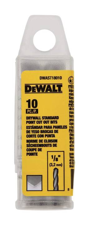 Dwast18010 Dewalt 885911716727 1/8in Drywall Standard Cut Out Bit 10 Pack