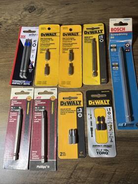 Dwa1ph3-2 Dewalt Screwdriver Bit Lot 9 Bosch Phillips #1 3. Square Recess # 1 2 3