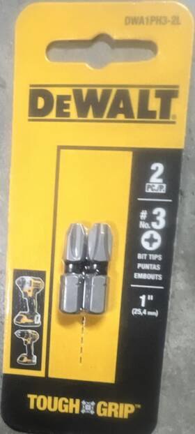 Dwa1ph3-2l Dewalt Tough Grip Phillips #3 Bit Tips 1 In Steel Silver 2-piece