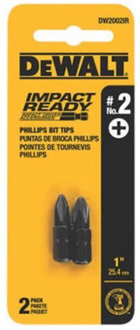 Dwa1pr2ir2 Dewalt Power Screwdriver Bit #2 Reduced Phillips 1 Inch 2-pk. -