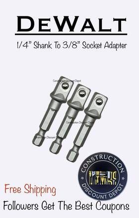 Dwaf38adpt Dewalt 3 Impact Ready 1/4 In Hex Shank To 3/8-in Socket Adapter