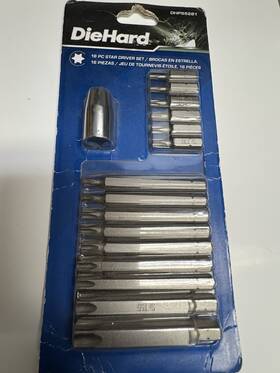 Dhp55281 Diehard New 16pc Star Driver Set T10 T15 T20 T25 T27 T30 T50 T60 Pn