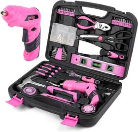 Hy090267 Dowell 143 Pcs Pink Homeowner Tool Set With 3.6v Cordless Screwdriver General Household
