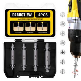 Xylsqc1-l Dtructiew M2 Steel Screw Extractor Set 4pcs - Silver Stripped Remover For Broken