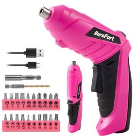 Aadfcs0101bobde01 Durofort Pink Cordless Electric Screwdriver Set 3.7v Rechargeable Small Elec