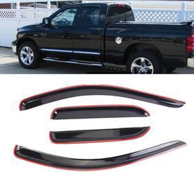 Ram-1500 Dyrdinshow 4pcs Tape-on Window Deflectors Sun Rain Guards For 2002-2008 Dodge