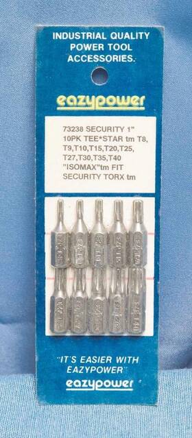T8-t40 Eazypower 083771732387 73238 1 Inch Long Security Hex Insert Bits