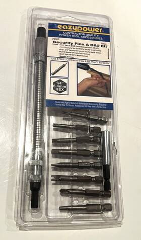 Eazypower 79002 10-piece Security Flex-a-bit Kit 1/4 Inch 6.4mm Hex