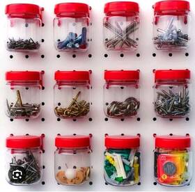 Bins-02 Edge Works 12 Set Pegboard Accessories Jars With Lids Peg Boards Bins Organizer Storage