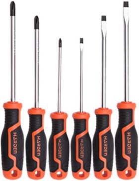 Edward Tools 445056235243 Harden Pro Magnetic Screwdriver Set Of 6 Screwdrivers - 3 Slotted /