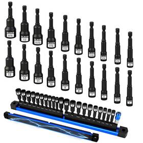 E70185 Elead 22-piece Magnetic Nut Driver Set Metric And Sae 5-13mm 1/4 Inch -9/16 65mm Lo