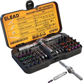 Sdy-70151 Elead 40 In 1 Magnetic Ratchet Screwdriver Set Multi Bit Ratcheting Screw