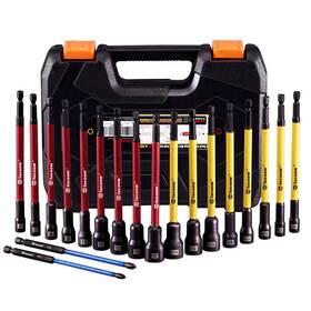 W0301 Facoow Magnetic Nut Driver Set For Impact Drill 19 Pcs With Metric &saeincluding