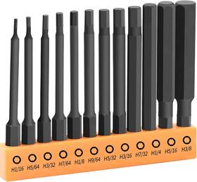 Feiling 744759309730 12-piece Sae Hex Bit Set 1/16-3/8 Inch Sizes 3 Long With Holder
