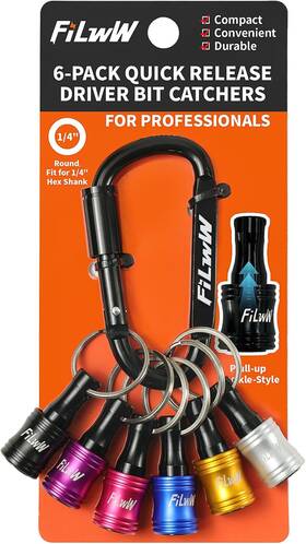 Filww 705353868467 Bit Holder Keychain 6pcs 1/4 Quick Release Driver Catchers Tool Gifts For Me Filww 705353868467 Bit Holder Keychain 6pcs 1/4 Quick Release Driver Catchers Tool Gifts For Me