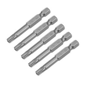 Fipux 617662684037 5 Pcs 1/4 Inch Hex Shank 2-inch Length T27 Magnetic Torx Screwdriver Bits