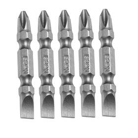 Fipux 617662833473 5pcs 1/4 Inch Hex Shank 1.97 Length Ph2/sl6 Magnetic Double Ended Screwdriver Bits