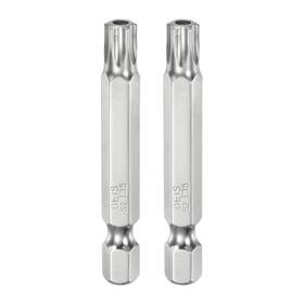 Fipux 676766586326 2set T35 Security Torx Bit 1/4 Inch Hex Shank 2 Long Tamper Resistant Star Bits