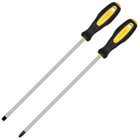 F0148 Fixinus 2pcs 12-inch Phillips And Flat Screwdriver Set Long Black Yellow