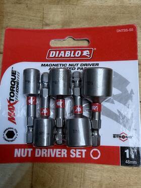 Dntss-s5 Freud America Inc Diablo Magnetic Nut Driver Set 1/4 -1/2 Of 5 New In Package Impact