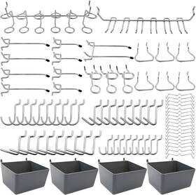 Frimoony 191814513487 Pegboard Hooks Assortment With Bins Peg Locks For Silver