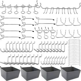 Frimoony 632202522273 Pegboard Hooks Assortment With Bins Peg Locks For Silver