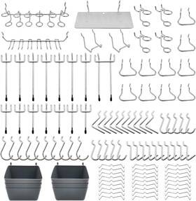 Frimoony 632202522464 Pegboard Hooks Assortment With Bins Peg Locks For Argent