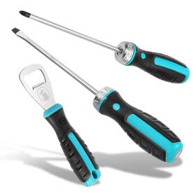 65869 Geardrive 3pcs Magnetic Ratcheting Screwdriver Set Bottle Opener S2 Steel Slotted Phillips