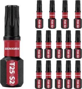 Gt-25025-015 Geinxurn 25025 15-pc T25 Torx Bits 1 Inch S2 Alloy Steel Magnetic Driver Set