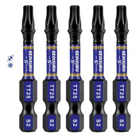 25050 Geinxurn 5 Pieces T25 Hollow 2 Inch Impact Tough Magnetic Insert Bit -5pcs