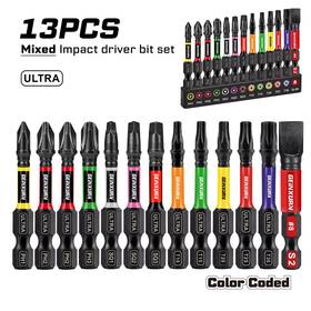 Geinxurn 705353521294 13pcs Impact Screwdriver Bits Set Phillips/slotted/square 2ftft Geinxurn 705353521294 13pcs Impact Screwdriver Bits Set Phillips/slotted/square 2ftft