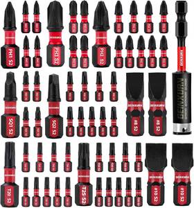 Gaph25-060  Geinxurn Bit Set Ph1/ph2/ph3/sq1/sq2/t20/t25/sl8/sl10 And 1pcs Impact Holder 60pieces