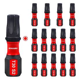 Gt30025-015 Geinxurn 15 Pieces T30 Impact Tough Magnetic Screwdriver Bit Set 1 Inch #30 Torx Head