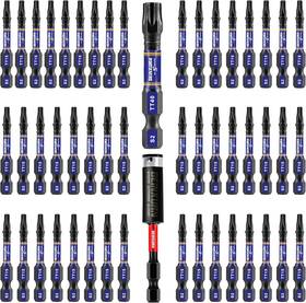 Gtt15050-051 Geinxurn 2 Inch Security T15 Impact Magnetic Screwdriver Bit Set 51 Pieces #15 Torx Head