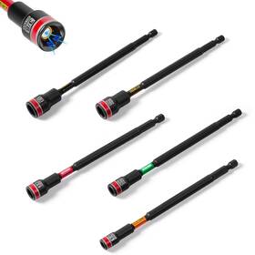 Ntd150s-05 Geinxurn Impact Nut Driver Set 5 Pieces 6 Inch Long 1/4 5/16 3/8 7/16 1/2 Point Alloy St